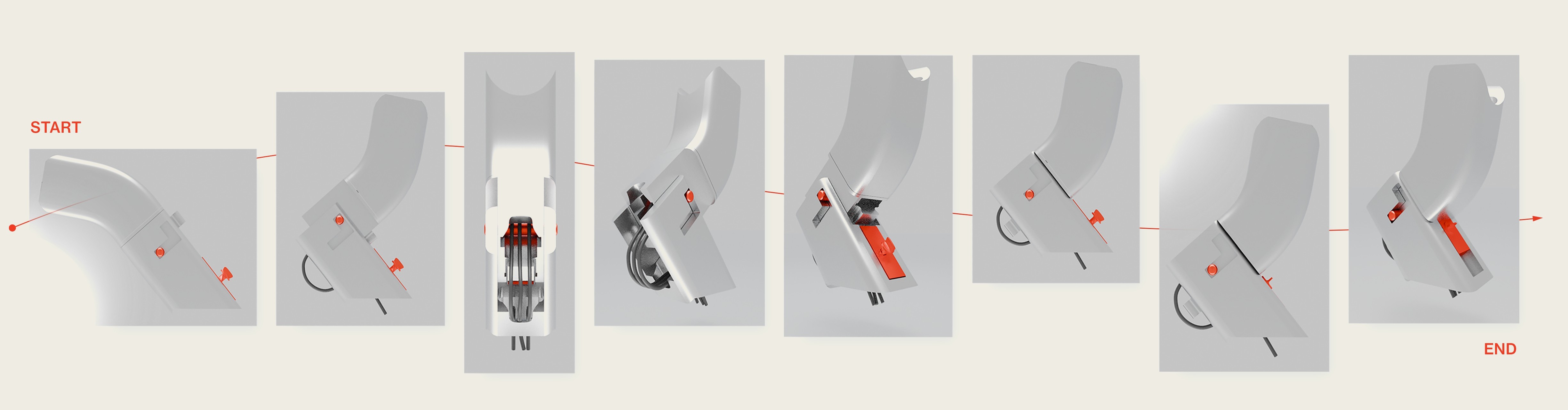 Sequential strip diagram of the folding procedure from start to end