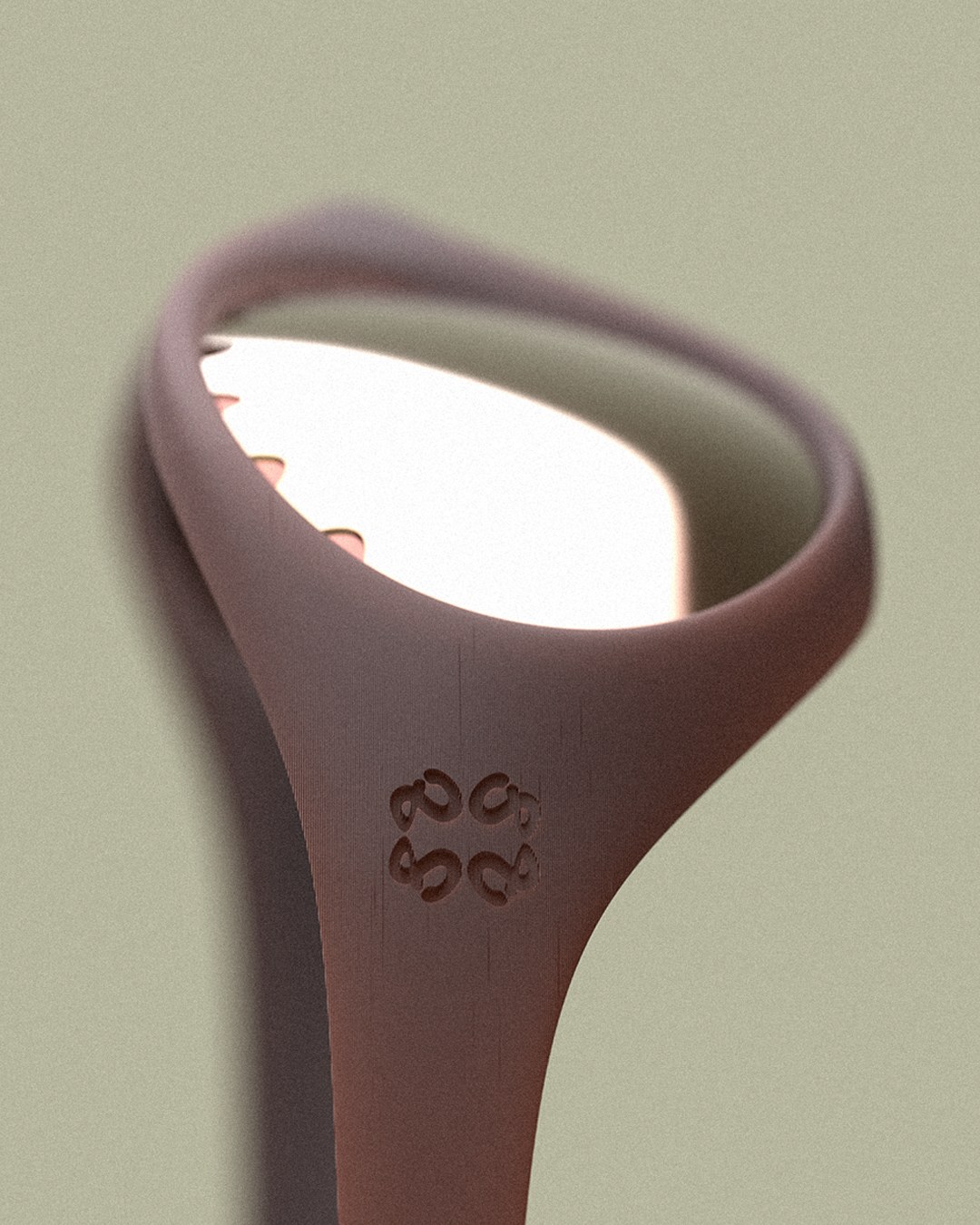 Close render of the lens rim and hinge detail, sage studio background