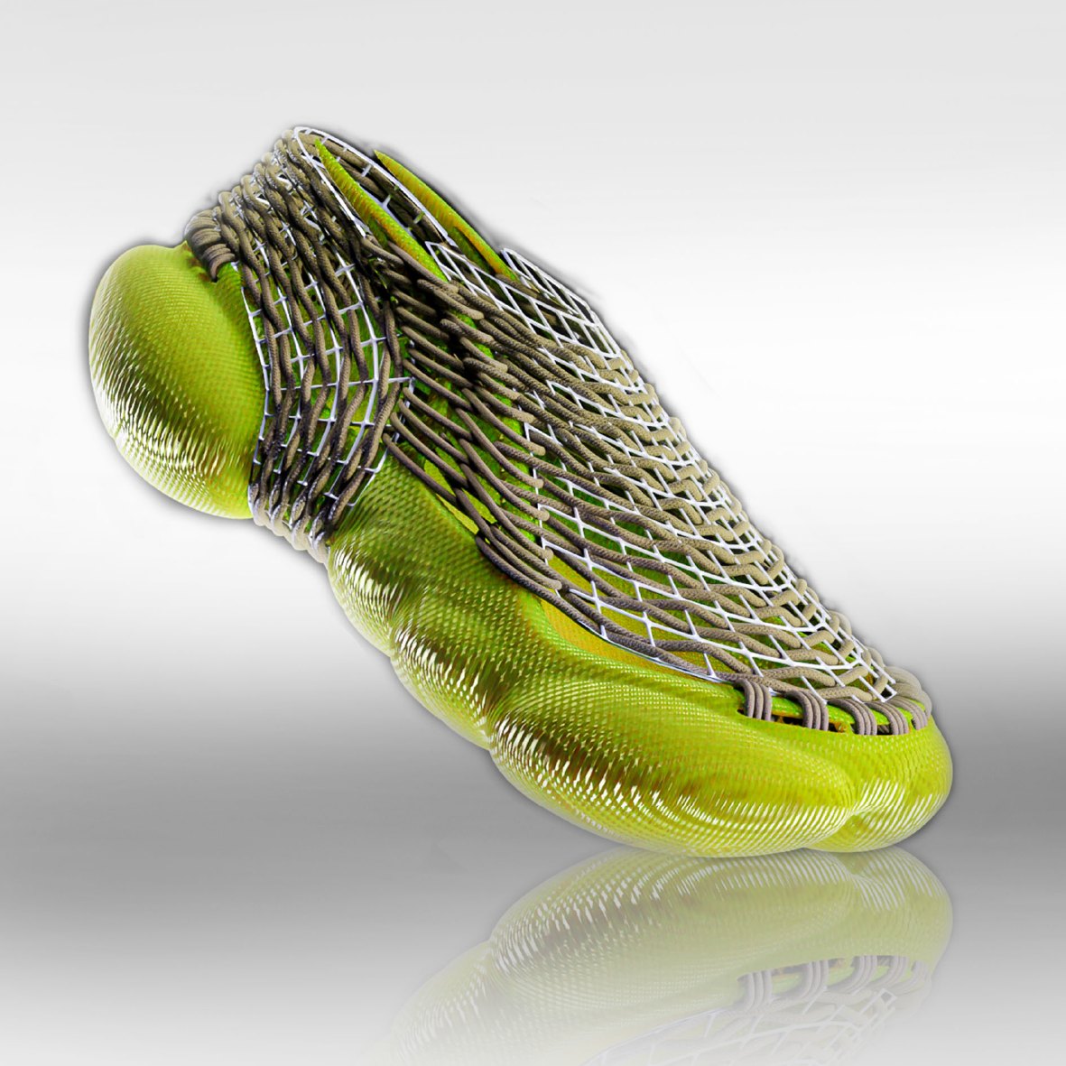 PUMA Necto woven string-lattice sneaker, three-quarter studio render