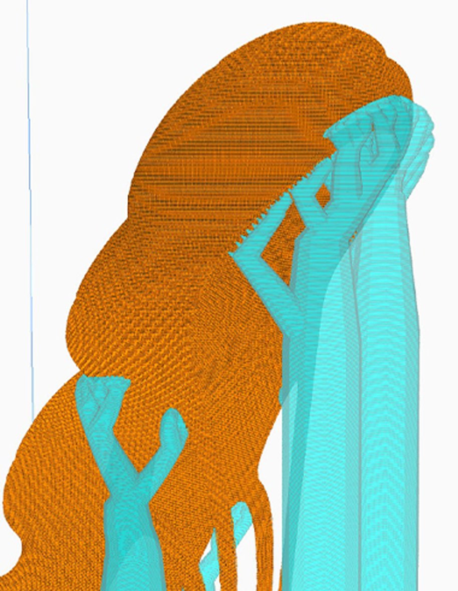 CMF concept render in orange and cyan, form study